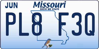 MO license plate PL8F3Q