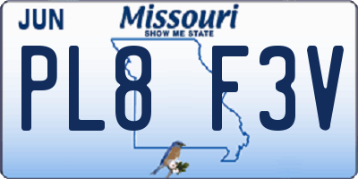 MO license plate PL8F3V