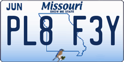 MO license plate PL8F3Y
