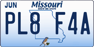 MO license plate PL8F4A