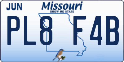 MO license plate PL8F4B