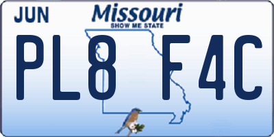 MO license plate PL8F4C