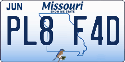 MO license plate PL8F4D
