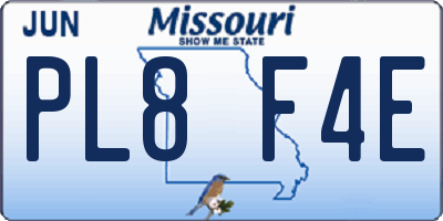 MO license plate PL8F4E