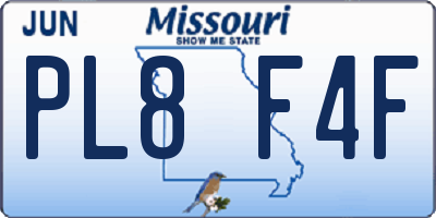 MO license plate PL8F4F