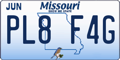MO license plate PL8F4G