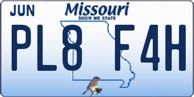 MO license plate PL8F4H