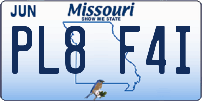 MO license plate PL8F4I
