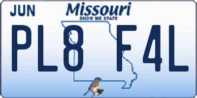 MO license plate PL8F4L