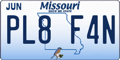 MO license plate PL8F4N