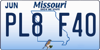 MO license plate PL8F4O