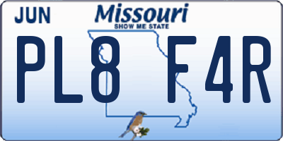 MO license plate PL8F4R