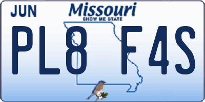 MO license plate PL8F4S