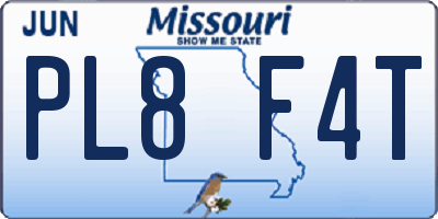 MO license plate PL8F4T