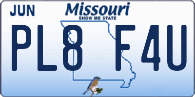 MO license plate PL8F4U
