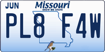 MO license plate PL8F4W