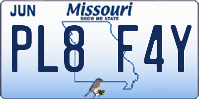 MO license plate PL8F4Y