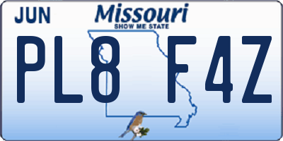 MO license plate PL8F4Z