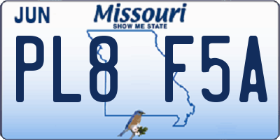 MO license plate PL8F5A