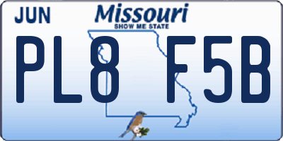 MO license plate PL8F5B