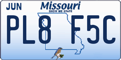 MO license plate PL8F5C