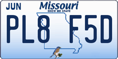 MO license plate PL8F5D