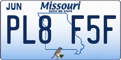 MO license plate PL8F5F