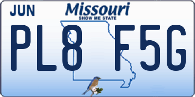MO license plate PL8F5G