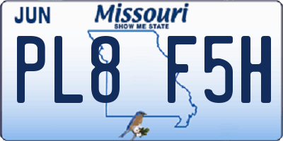 MO license plate PL8F5H