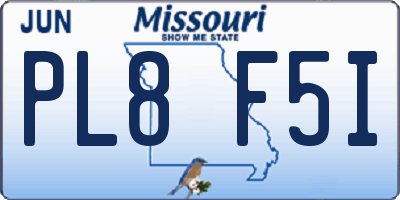 MO license plate PL8F5I