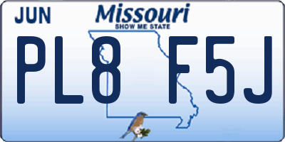 MO license plate PL8F5J