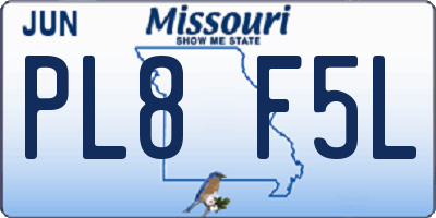 MO license plate PL8F5L