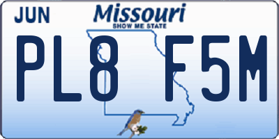MO license plate PL8F5M