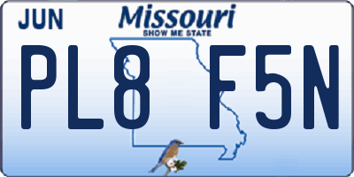 MO license plate PL8F5N