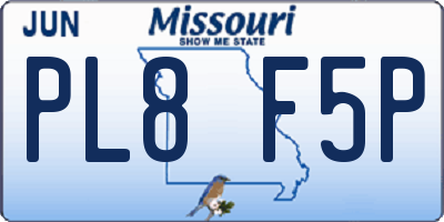 MO license plate PL8F5P
