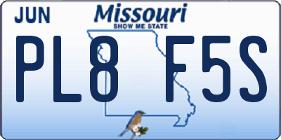 MO license plate PL8F5S