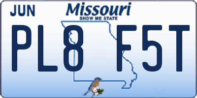 MO license plate PL8F5T