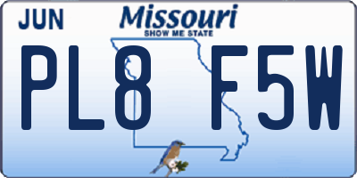 MO license plate PL8F5W