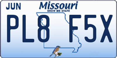 MO license plate PL8F5X