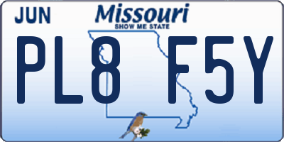 MO license plate PL8F5Y