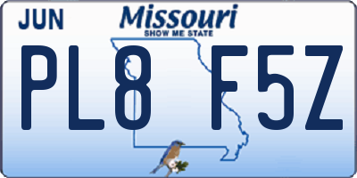 MO license plate PL8F5Z