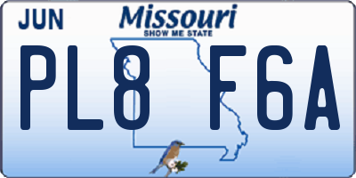 MO license plate PL8F6A