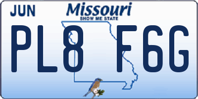 MO license plate PL8F6G