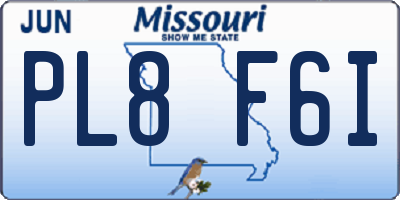 MO license plate PL8F6I