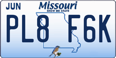 MO license plate PL8F6K