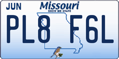 MO license plate PL8F6L