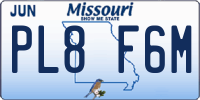 MO license plate PL8F6M