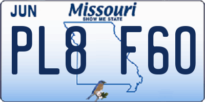 MO license plate PL8F6O