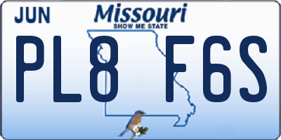 MO license plate PL8F6S