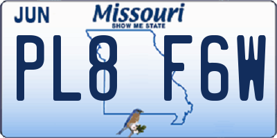 MO license plate PL8F6W